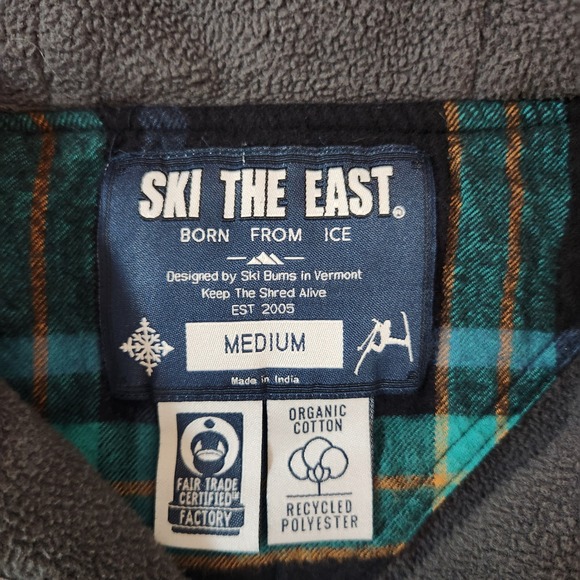 Ski the East Women's Flannel Fleece Lined Henley Hoodie Med Organic Recycled - Picture 11 of 15